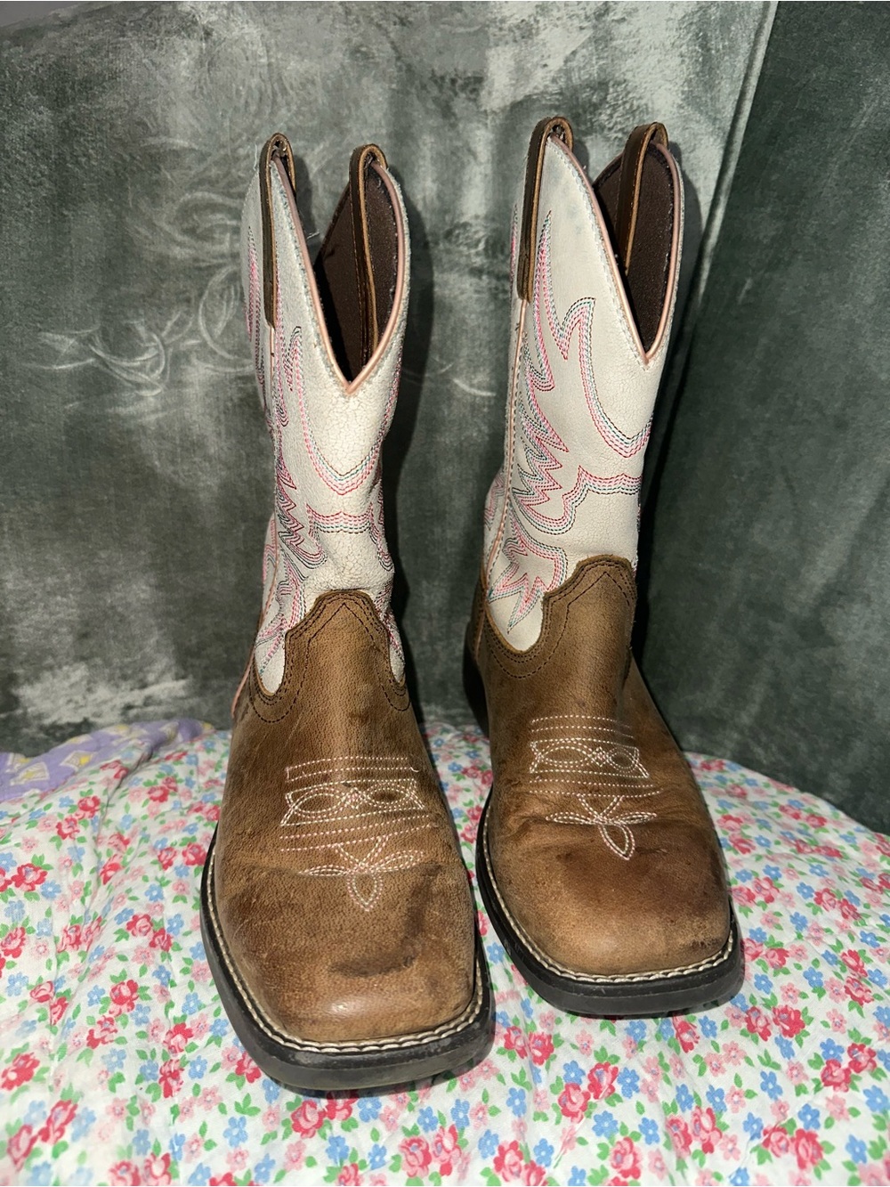 Shyanne Brown Leather Pull-Tab Cowgirl Boots